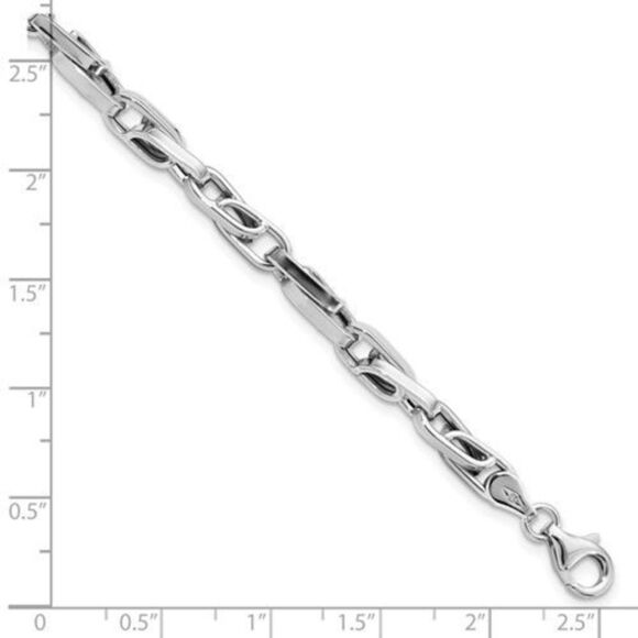 Men's 14K White Gold Polished Fancy Link Bracelet, 8.25 inches long - Picture 5 of 5